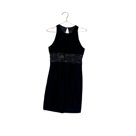 Jessica McClintock Dresses & Skirts - Jessica McClintock Black Velvet Sequin Halter Dress